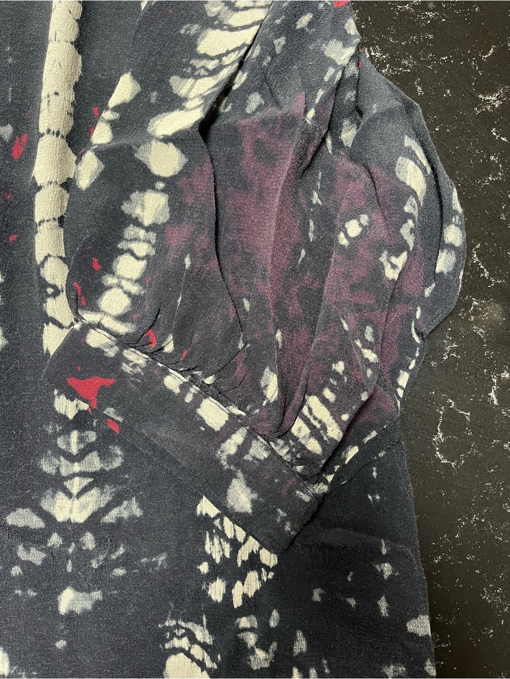 ba&sh Blue Tie-Dye Peasant Blouse with Red Embroidery - Picture 9 of 9